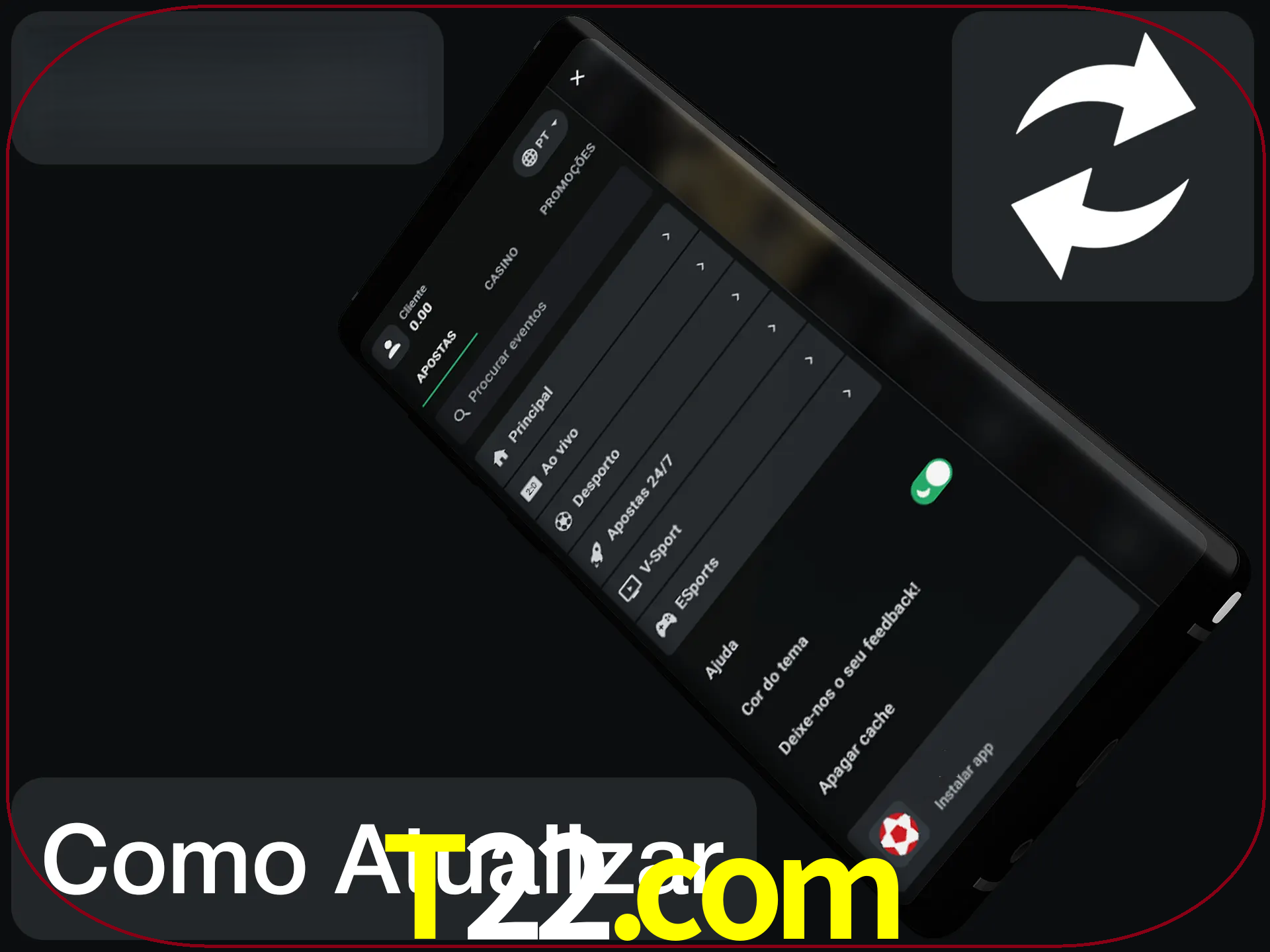 O aplicativo é atualizado automaticamente quando você faz o login.
