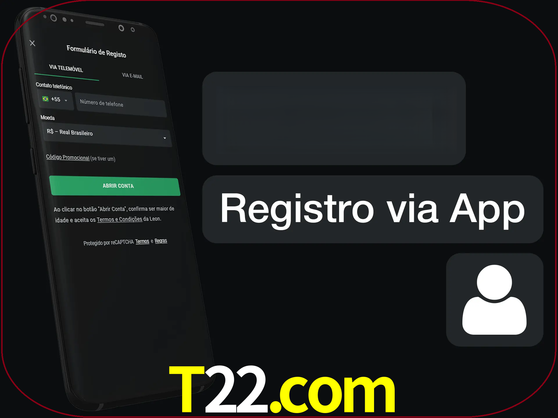 Registre-se com duas etapas usando o aplicativo.