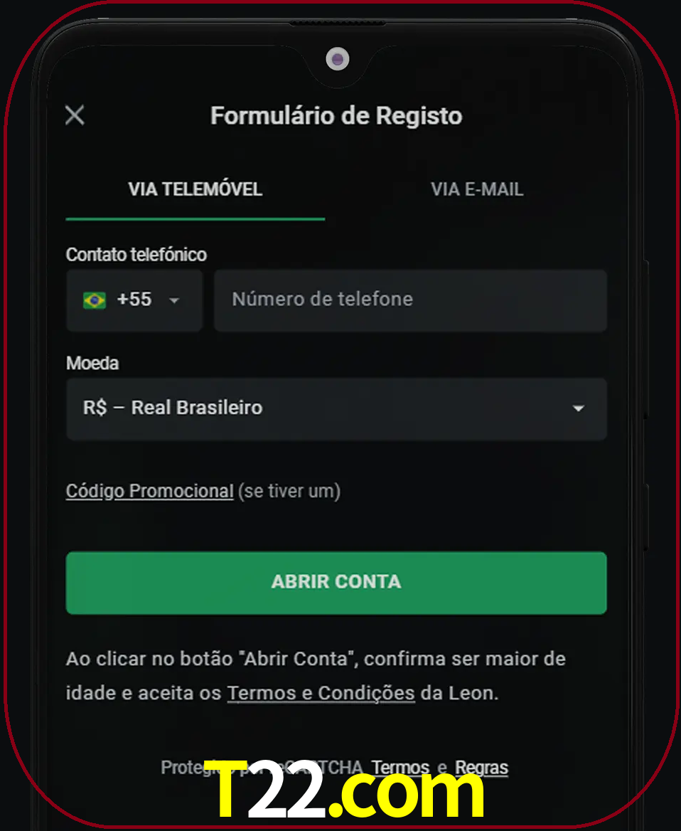 Abra o aplicativo e inicie o processo de registro.