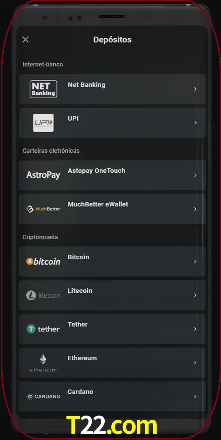 Você pode usar métodos alternativos de depósito.
