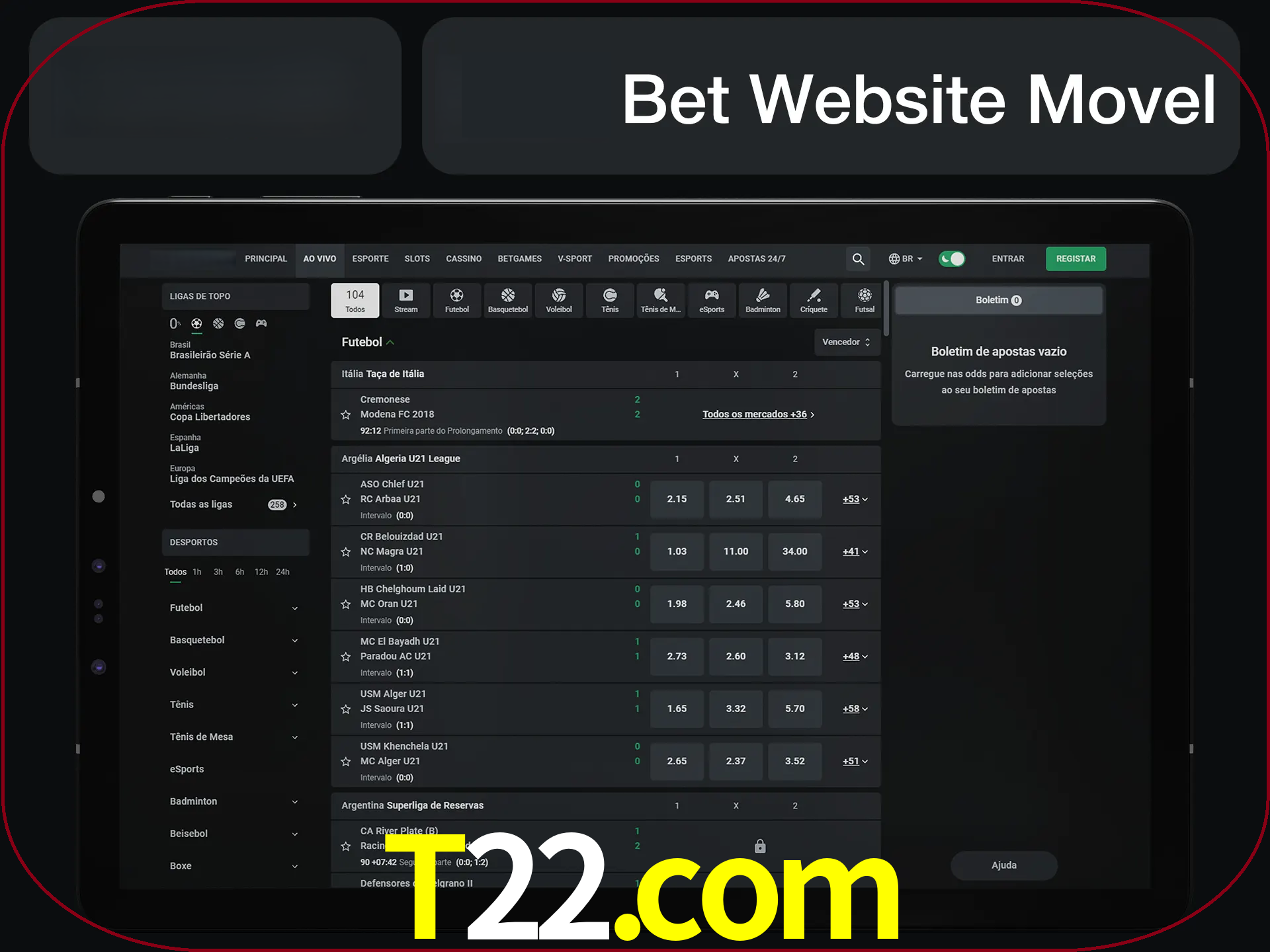Use nosso website em qualquer dispositivo.